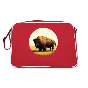 Bison dans la prairie - Sac Retro - rouge/blanc - Dos