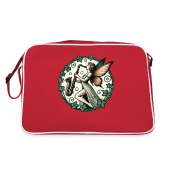 Saxophon Fee - Retro Tasche - Rot/Weiß - Hinten