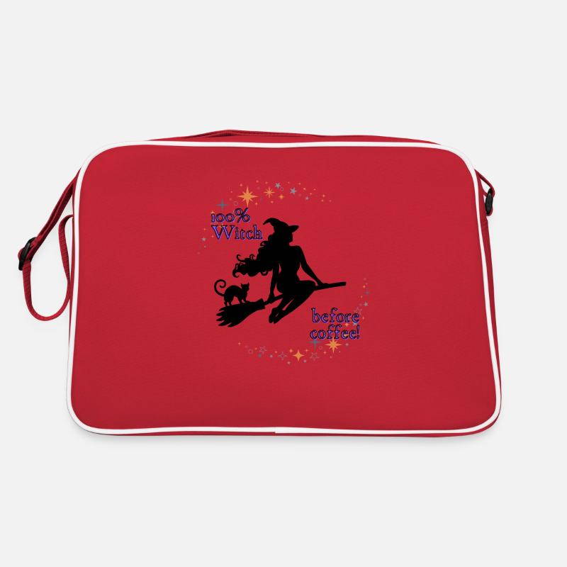 100% Hexe vor dem Kaffee - Retro Tasche - Rot/Weiß