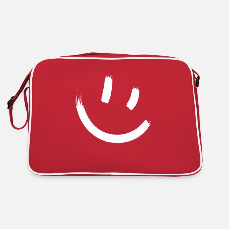Lachsmiley Gesicht lächeln Strichgesicht glücklich Retro Tasche