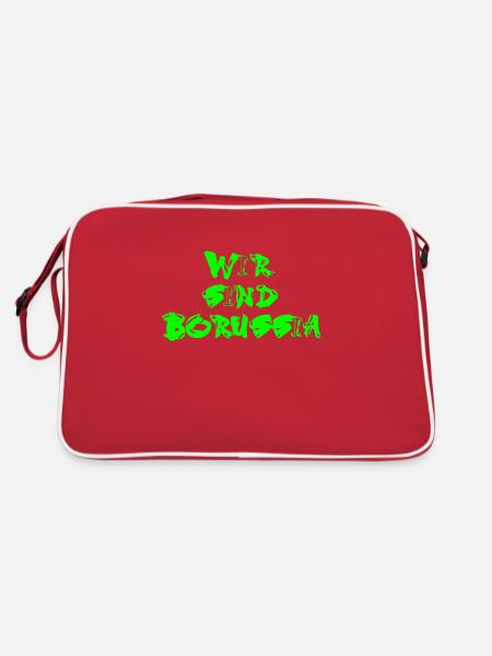 Wir sind BMG in grün - Retro Tasche - Rot/Weiß - Hinten