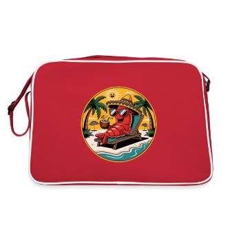 Ambiance estivale ensoleillée Drôle de crabe sur la plage - Sac Retro - rouge/blanc - Dos