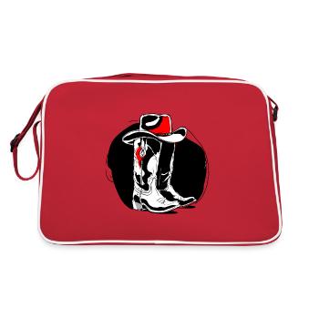 Stetson und Boots Western Country Line Dance - Retro Tasche - Rot/Weiß - Hinten