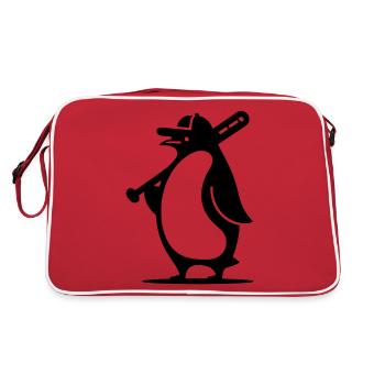 Penguin Baseball Player Silhouette - Retro Bag - red/white - Back