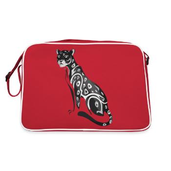 Majestätischer Dschungel-Panther Kunst für - Retro Tasche - Rot/Weiß - Hinten