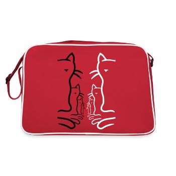 Retro Cats Cat Vintage 80s 90s - Retro Bag - red/white - Back