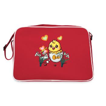 Easter Egg Easter Chick Retro Eggs Egg Kids - Retro Bag - red/white - Back