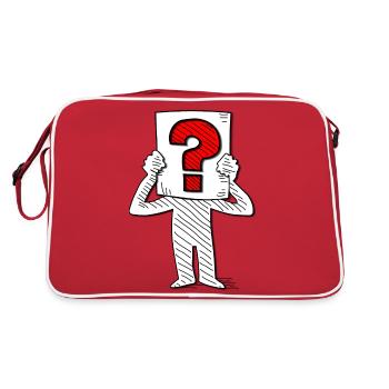 Question, point d’interrogation, auteur de questions, inconnu - Sac Retro - rouge/blanc - Dos