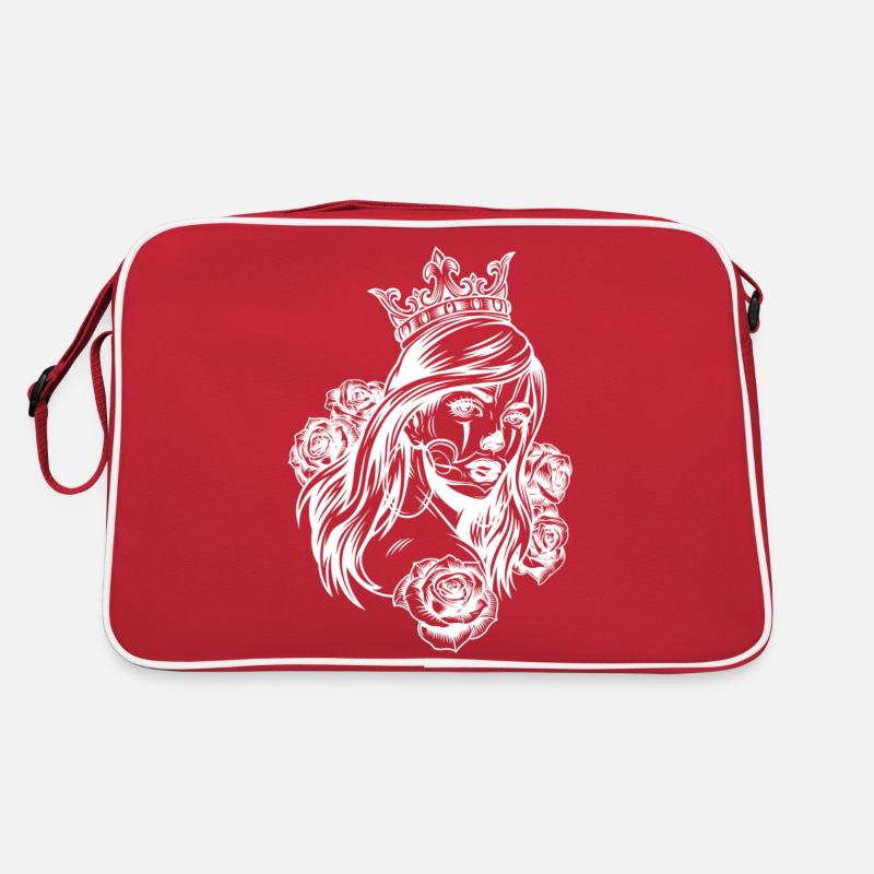 Queen Head (Partner Motif) - Retro Bag - red/white