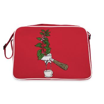 Kaffee-Pflanzen-Sieb Carriers Kaffee-Design - Retro Tasche - Rot/Weiß - Hinten
