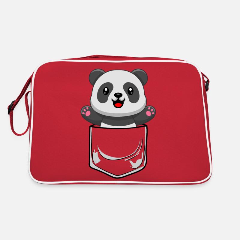Panda Bär in Brusttasche Hemdtasche Pocket Retro Tasche