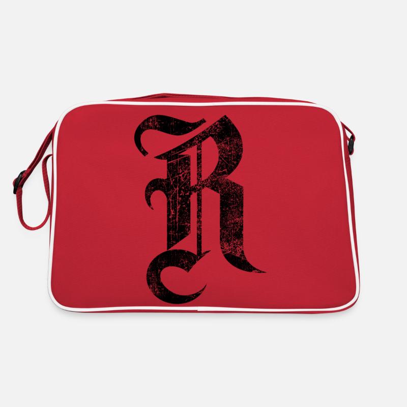 T-Shirt-Alphabet Initiale R - Retro Tasche - Rot/Weiß