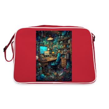 Living space of a computer nerd - Retro Bag - red/white - Back