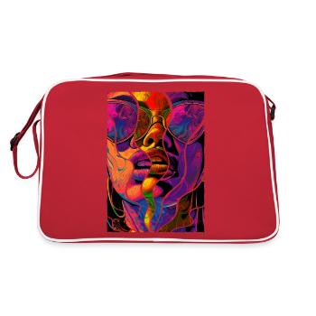 Lunettes De Soleil Femme Art Mode Moderne Tendance Coloré - Sac Retro - rouge/blanc - Dos