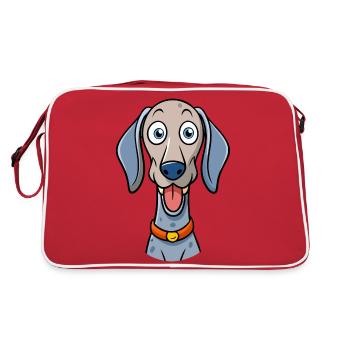 Goofy Weimaraner Begging for Treats - Retro Bag - red/white - Back