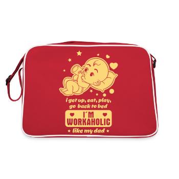 Baby Workaholic Reim - Wie der Vater, so das Kind - Retro Tasche - Rot/Weiß - Hinten