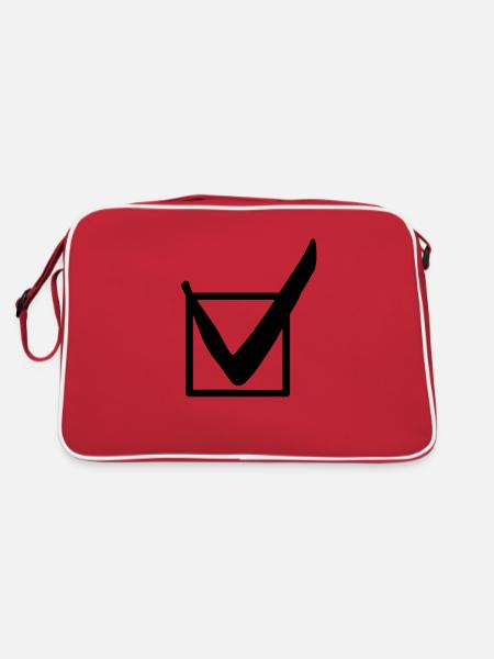 Symbol Häkchen Geschenkidee - Retro Tasche - Rot/Weiß - Hinten