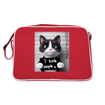 A convicted cat that didn't like people. - Retro Bag - red/white - Back
