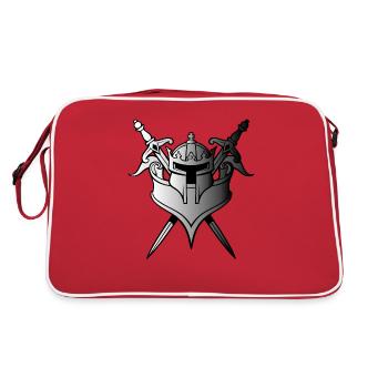 Schwerter und Helm - Retro Tasche - Rot/Weiß - Hinten