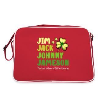 St Patricks Day, St Patricks Day irisch, Paddy, - Retro Tasche - Rot/Weiß - Hinten
