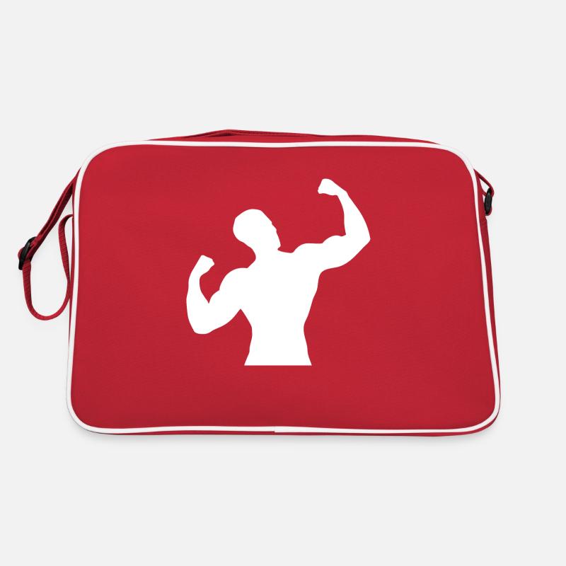 Muskelmann - Retro Tasche - Rot/Weiß