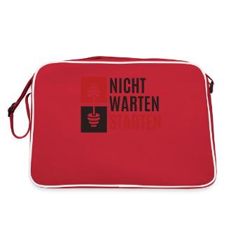 Nicht Warten Starten - Retro Tasche - Rot/Weiß - Hinten