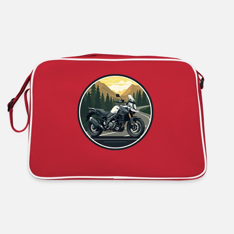 Motorrad-Abenteuer - Retro Tasche - Rot/Weiß