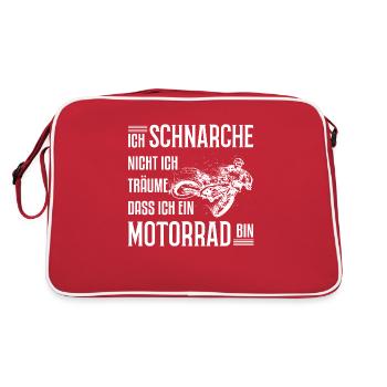 Motocross schnarchen - Retro Tasche - Rot/Weiß - Hinten