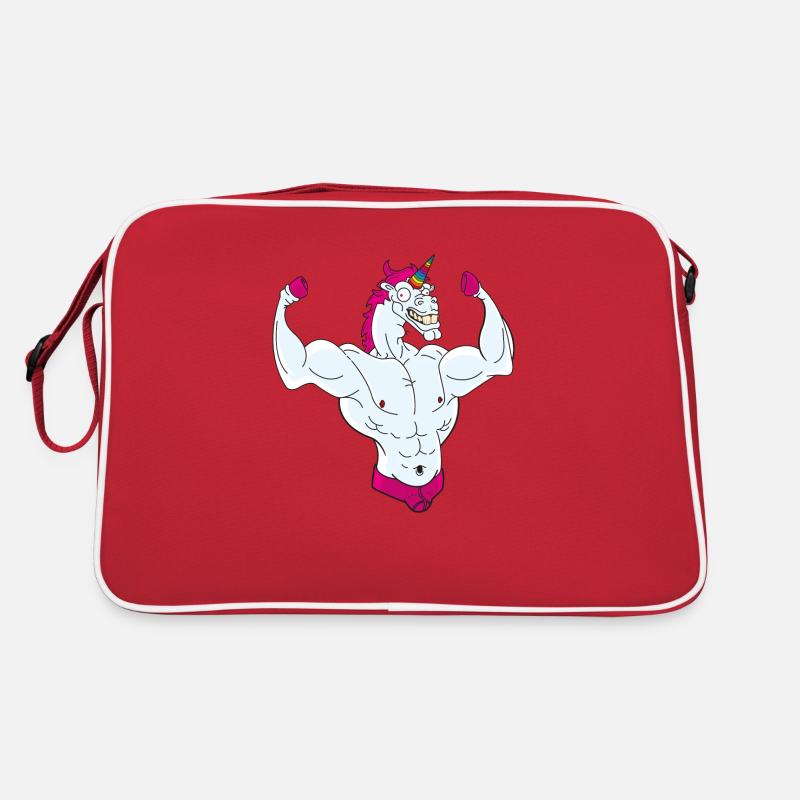 Pferdinant das Einhorn - Retro Tasche - Rot/Weiß