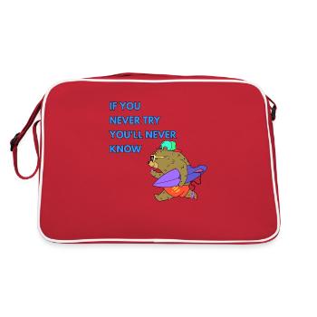 Un surfeur cool avec une planche de surf tente sa chance - Sac Retro - rouge/blanc - Dos