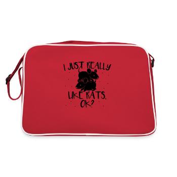 Rats pets | Rat Rodents Rodent Gifts - Retro Bag - red/white - Back