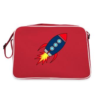 Rocket startup * spaceship * astronaut * stars - Retro Bag - red/white - Back