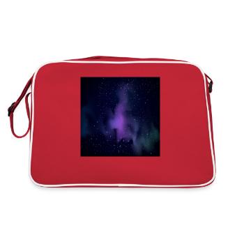 Galaxy pattern with stars and black background - Retro Bag - red/white - Back