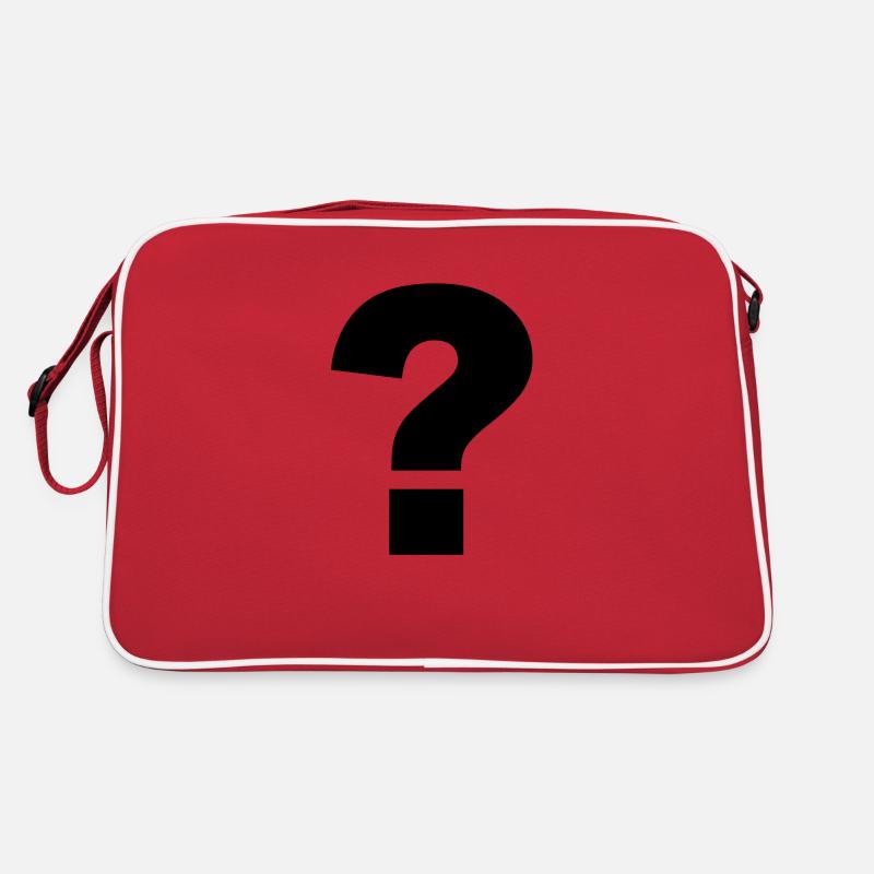 Fragezeichen black - Retro Tasche - Rot/Weiß