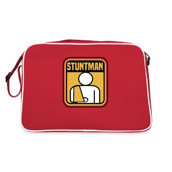 Stuntman Stunt Krücken Biker Mtb Motocross Lustig - Retro Tasche - Rot/Weiß - Hinten