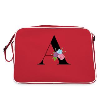letter A flowered - Retro Bag - red/white - Back