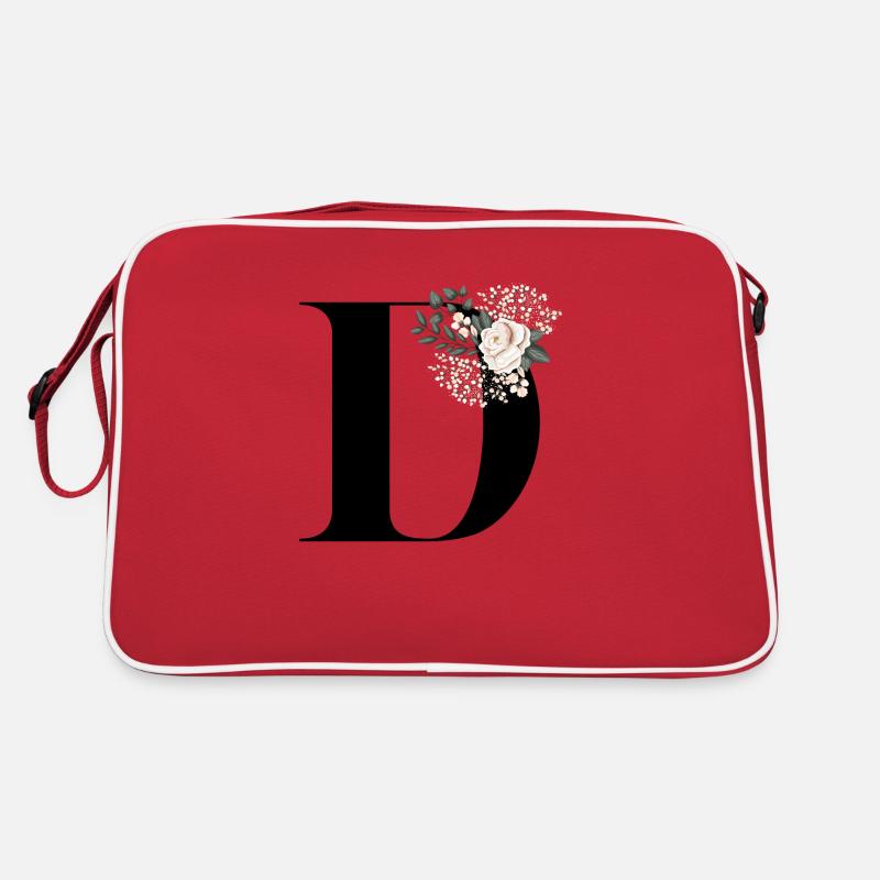 Buchstabe D blühende Retro Tasche