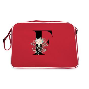 Buchstabe F Blühende - Retro Tasche - Rot/Weiß - Hinten