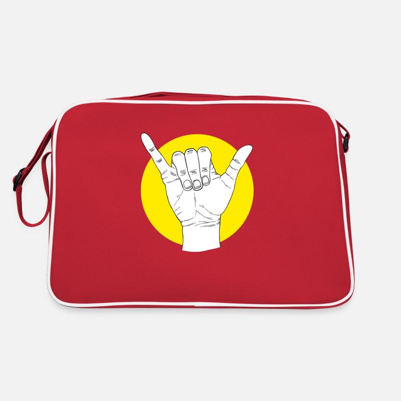 Restez détendu surfeur - salutation surfeur - geste de la main - Sac Retro - rouge/blanc
