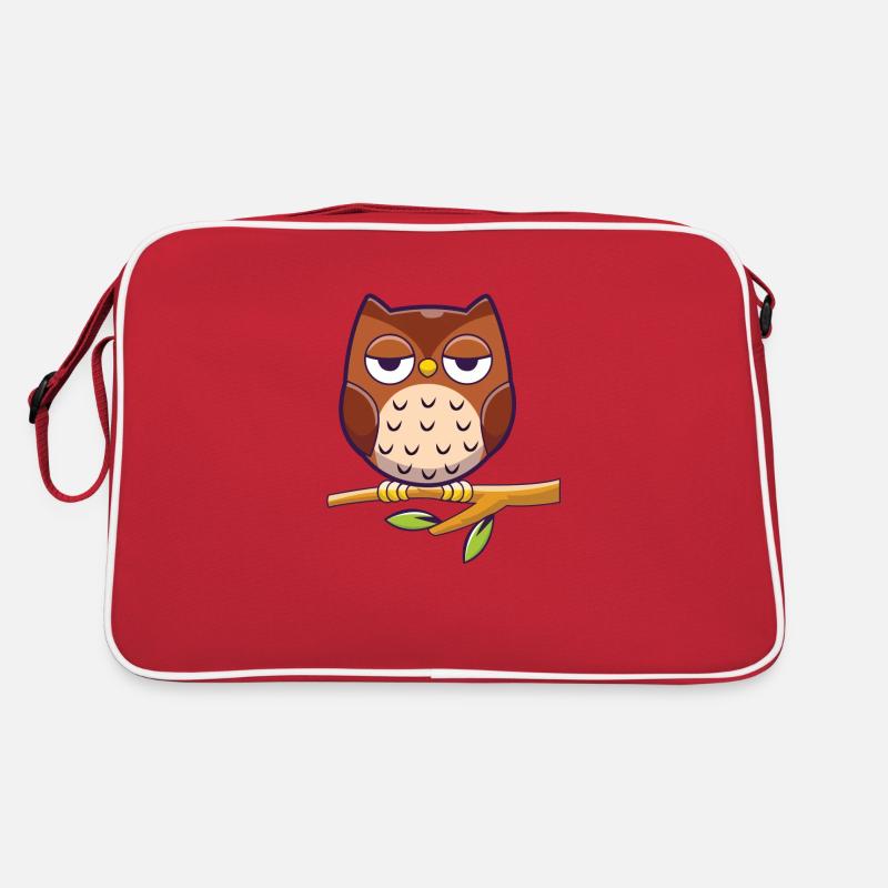 Bored Owl - gelangweilte Eule sitzt auf Ast Retro Tasche