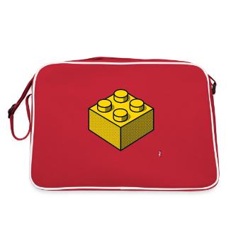 Baustein Gelb - Retro Tasche - Rot/Weiß - Hinten