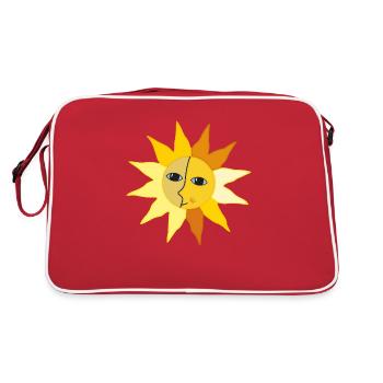 Sun Rays Moon Face Moment Happiness hygge - Retro Bag - red/white - Back