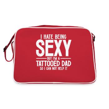 Je déteste être sexy mais je suis un papa tatoué... - Sac Retro - rouge/blanc - Dos