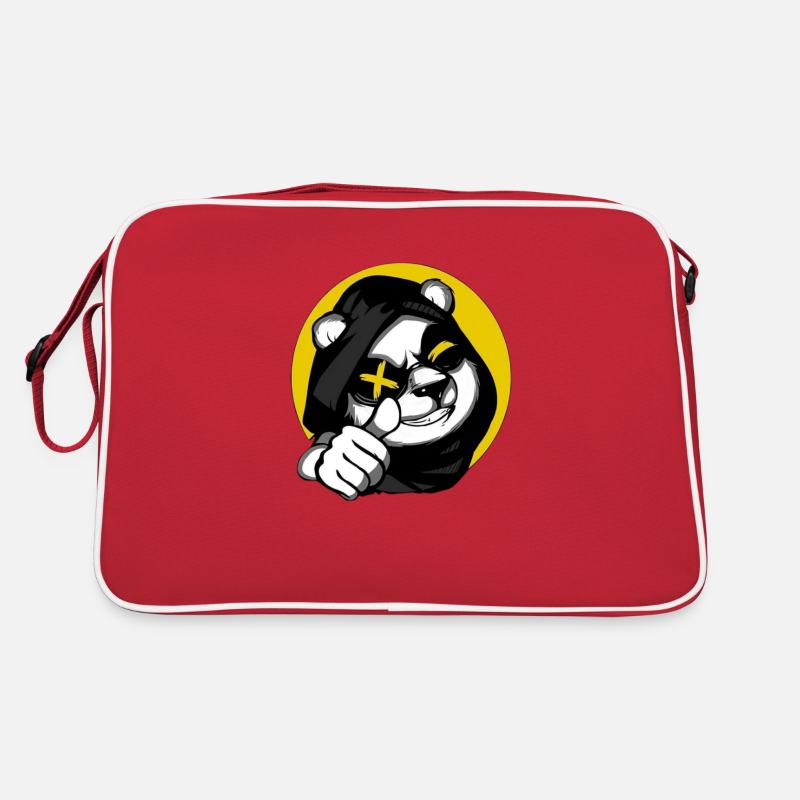 Bär und Panda - Retro Tasche - Rot/Weiß