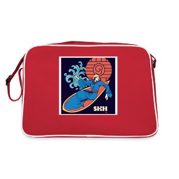 Girls on Surfboard Art Nouveau - Retro Bag - red/white - Back