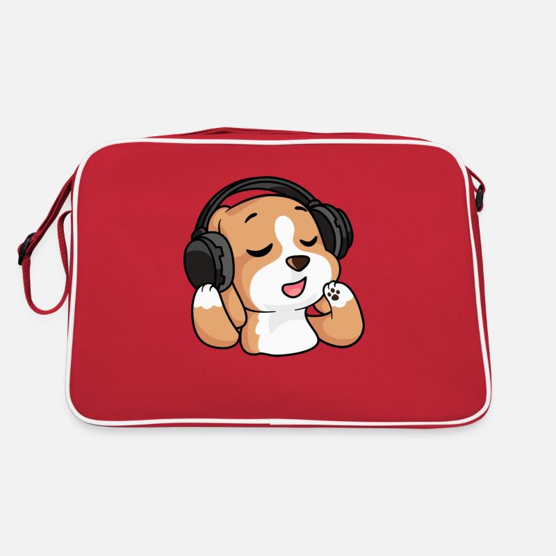 Der singende Beagle - Retro Tasche - Rot/Weiß