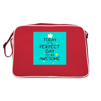 Today is a perfect day to be awesome - Retro Tasche - Rot/Weiß - Hinten