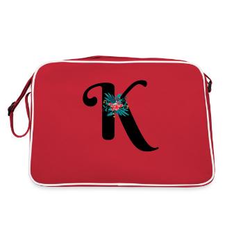 Buchstabe K geblümt - Retro Tasche - Rot/Weiß - Hinten