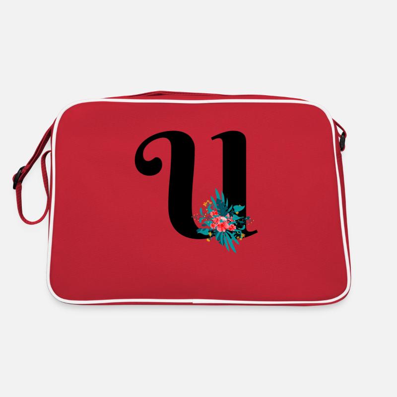 Buchstabe U geblümt - Retro Tasche - Rot/Weiß