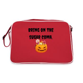 Halloween T-shirt | Too much candy! - Retro Bag - red/white - Back